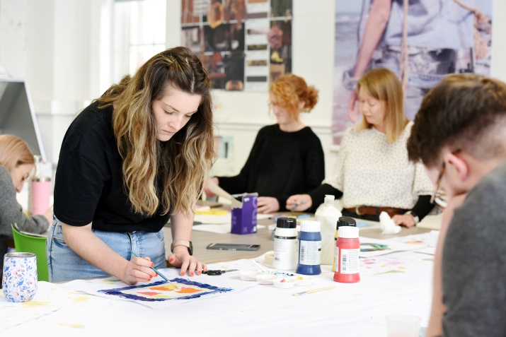 Photos of students at Teesside University, provided by British Association of Art Therapists.