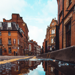 A rainy street in Leicester 