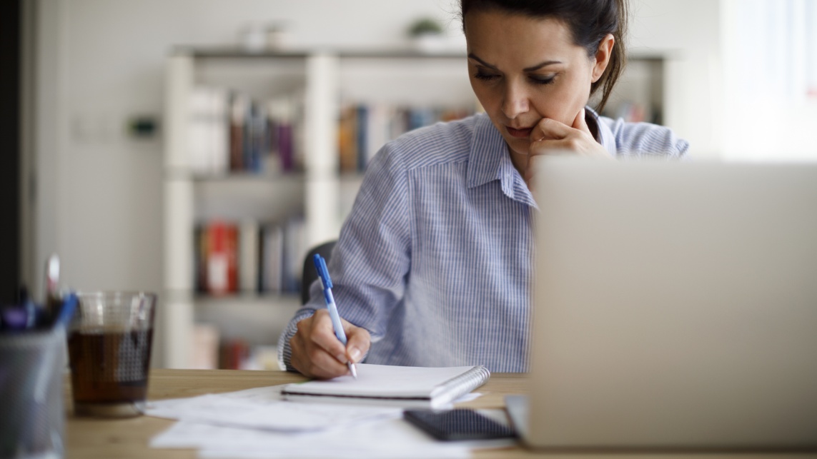 Mature woman working from home