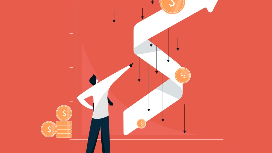 businessman standing with successful growth chart after corona effect, business growth after recession