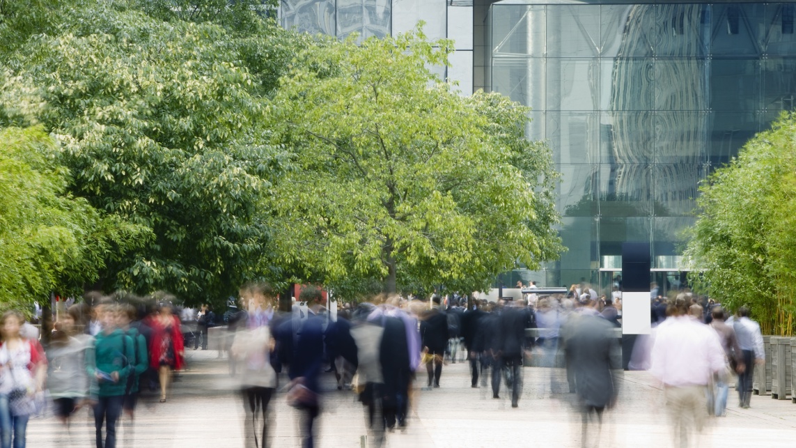 Commuters Walking in Financial District, Blurred motion