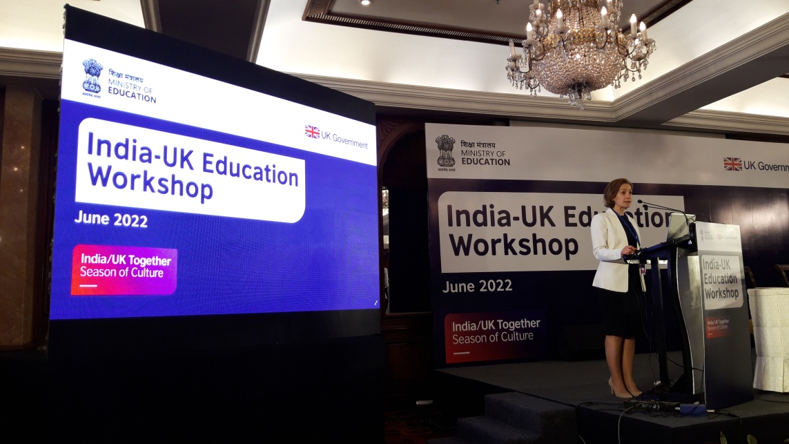 Vivienne Stern speaking at India-UK Education Workshop