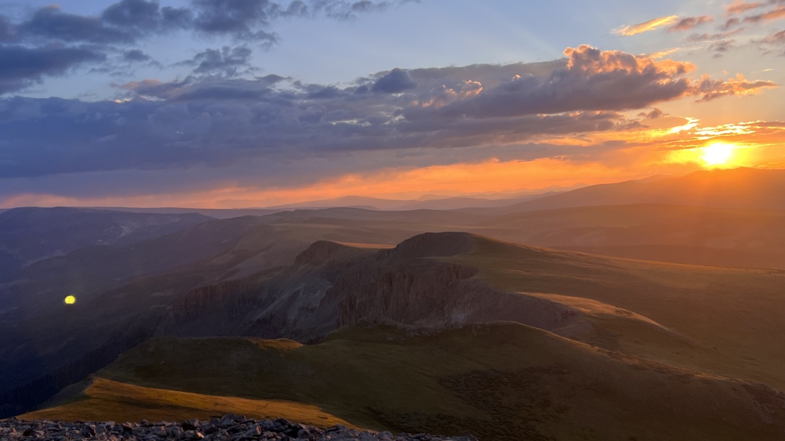 View from the top of a mountain at sunrise