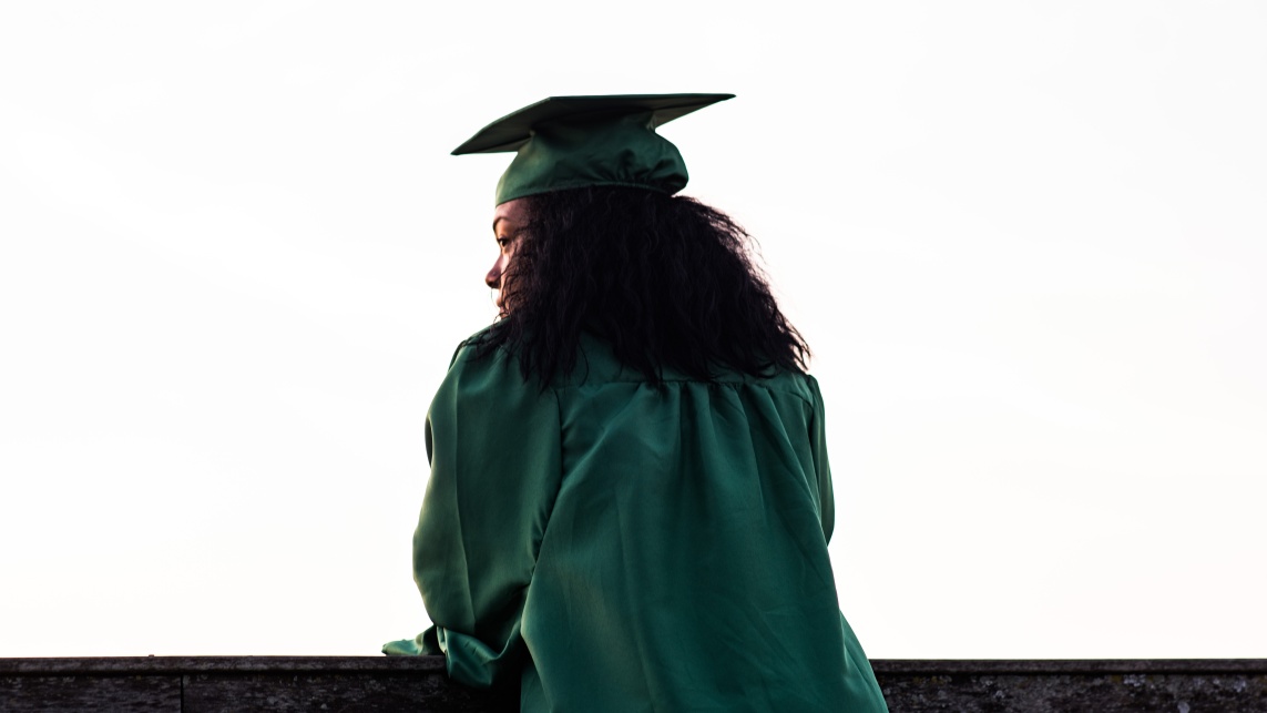 graduating student with robe on