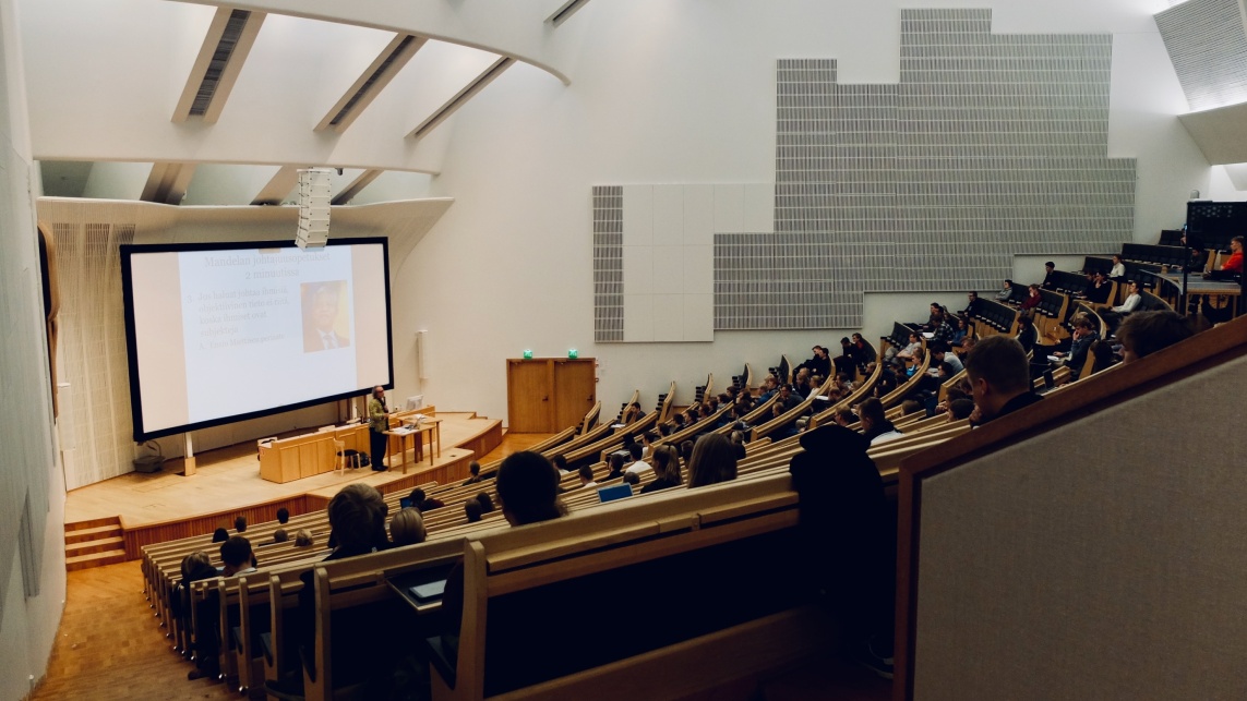 A lecture hall in use