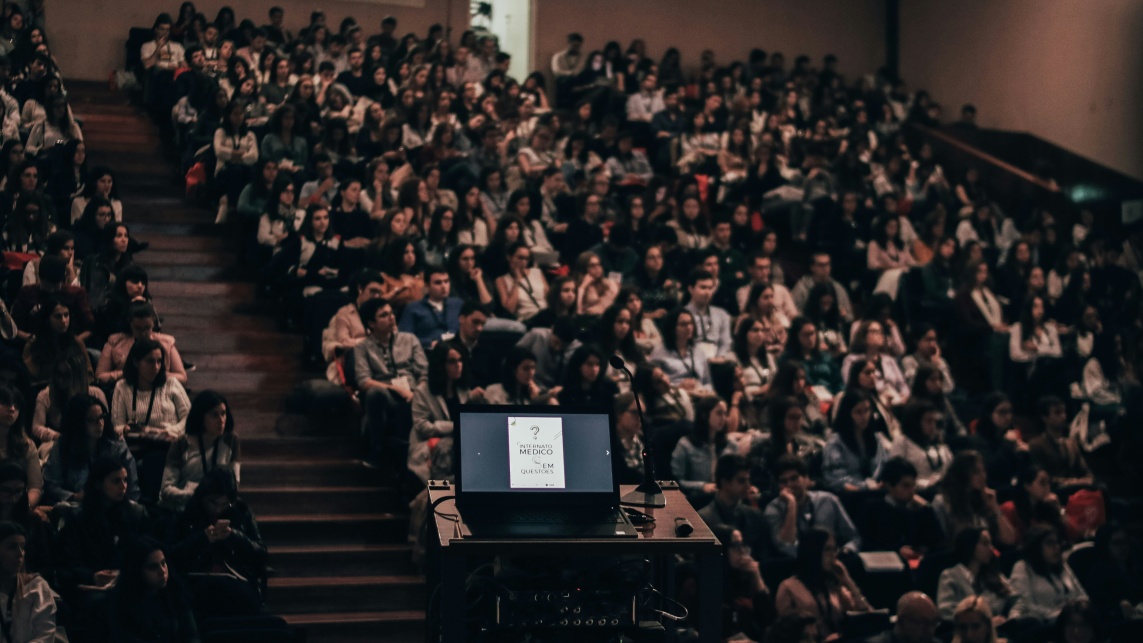 Students sitting in a lecture theatre