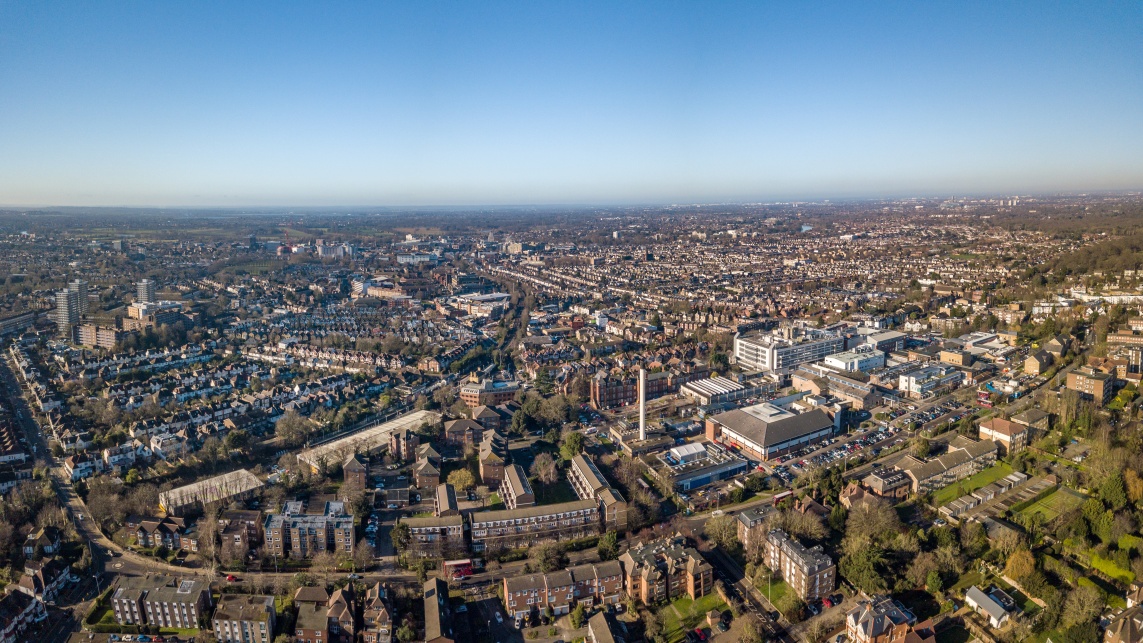 City seen from above on a sunny day