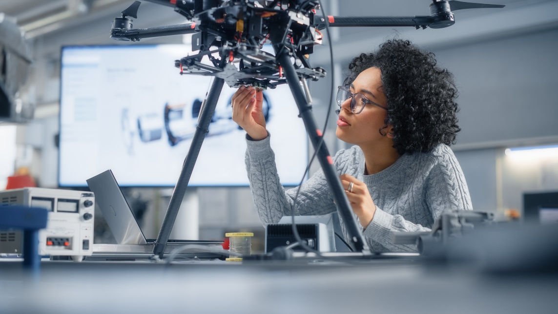 Engineer working on a drone
