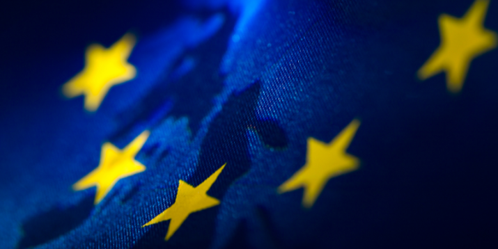 Stars of the European Union flag against a blue background