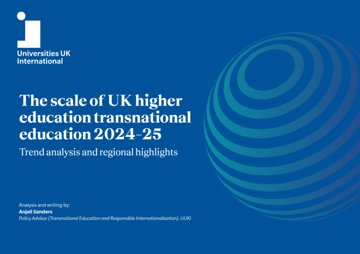Front cover of report The scale of UK higher education transnational education 2024-25