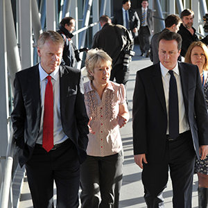 Professor Chris Day walking with David Cameron
