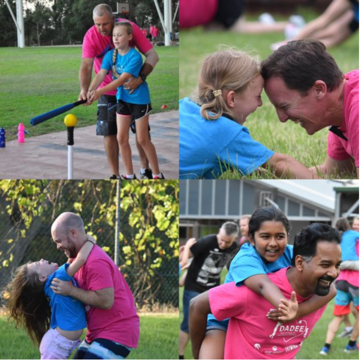 Collection of photos of dads and daughters taking part in activities