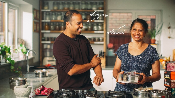 Sanjay and Shashi, co-founders of Spice Kitchen, cooking together with their products