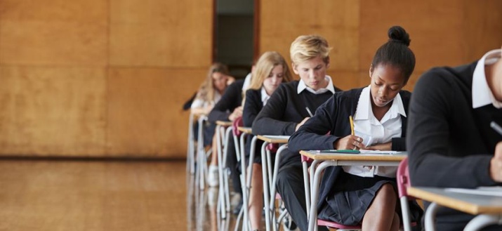 Students taking an exam