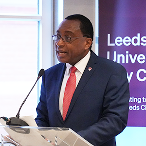 Professor Charles Egbu giving a speech