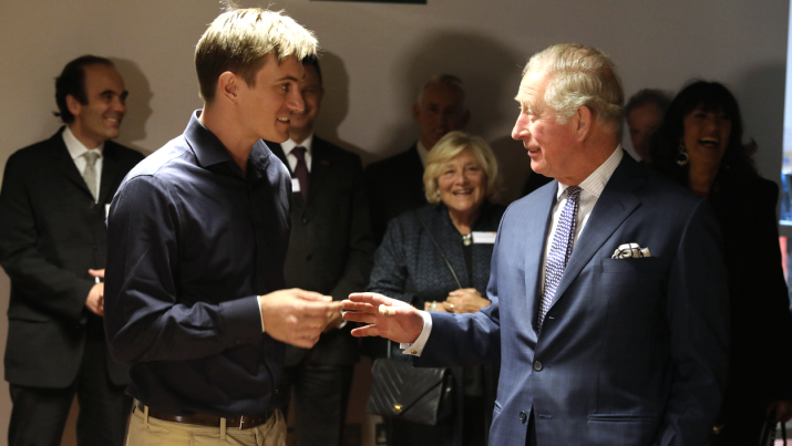 Co-founder of Zelp, Francisco Norris, speaking to King Charles III