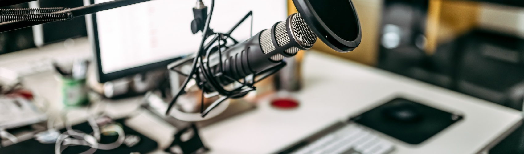 Podcast recording equipment and a computer