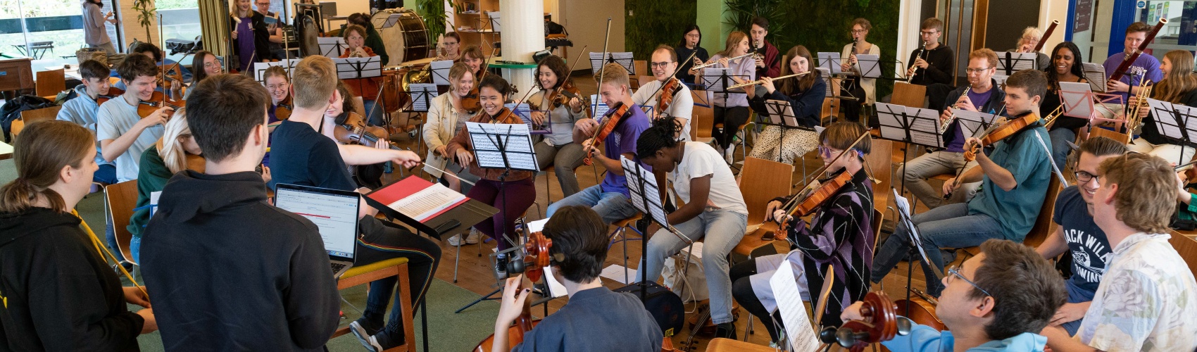 A university orchestra rehearsal