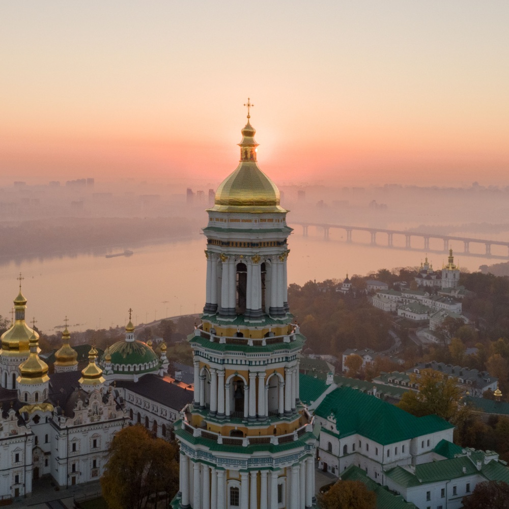 Kiev, Ukraine at sunset.