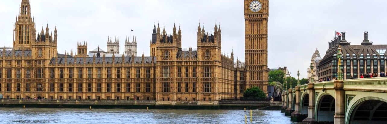 View of Big Ben and the Houses of Parliament from across the River Thames