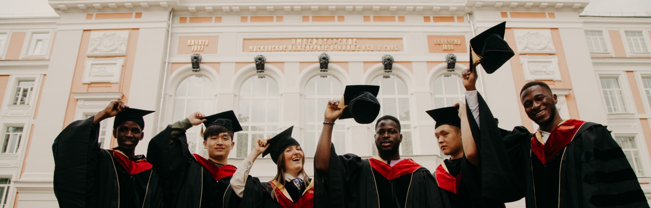 Students in graduation gowns