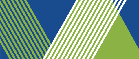 Geometric shapes in blue, green and white