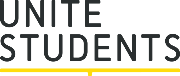black text reading unite students with bright yellow line beneath